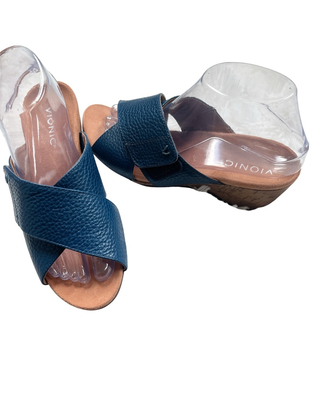 Vionic Blue  Crisscross Wedge Sandals Size 7